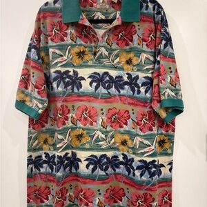 Weekender Men’s XL Hawaiian Floral Tropical Polo Shirt